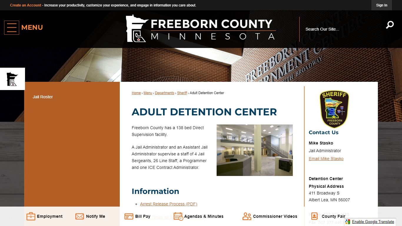 Adult Detention Center | Freeborn County, MN - Official ...